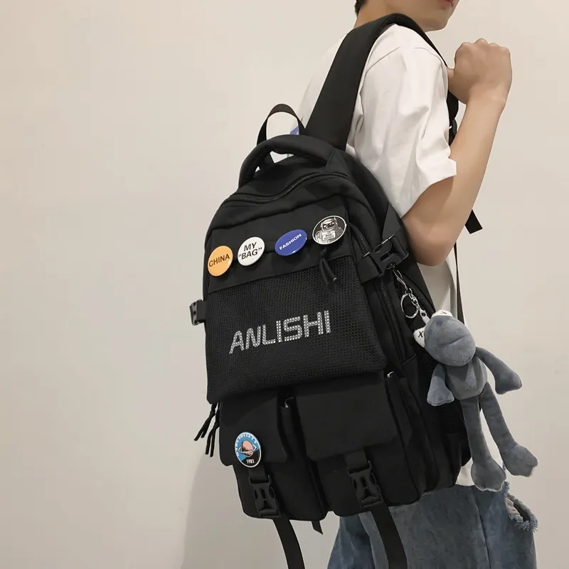 NIGEER Nylon Backpack Regular Unisex Black/White/Blue/Gray-1