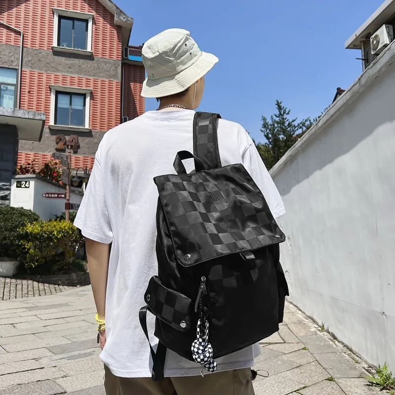 NIGEER Nylon Backpack Regular Unisex Black/White-4