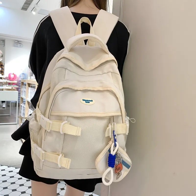 NIGEER Nylon Backpack Regular Women's Black/White/Yellow/Blue-8