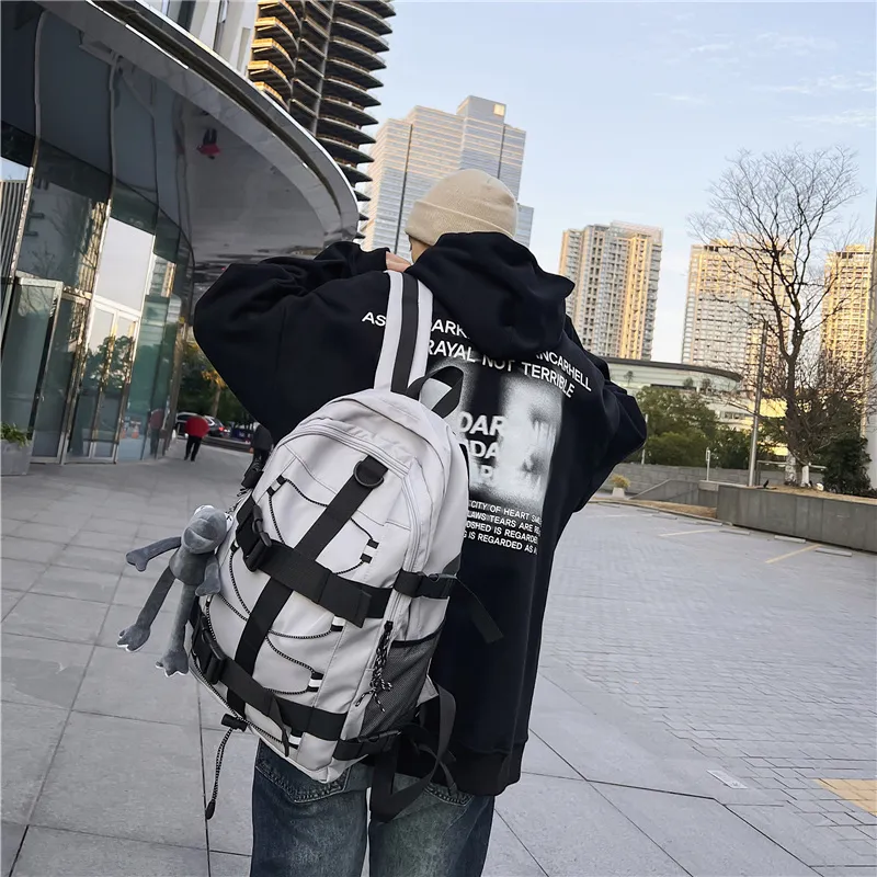 NIGEER Nylon Backpack Regular Unisex Black/Light Gray-7