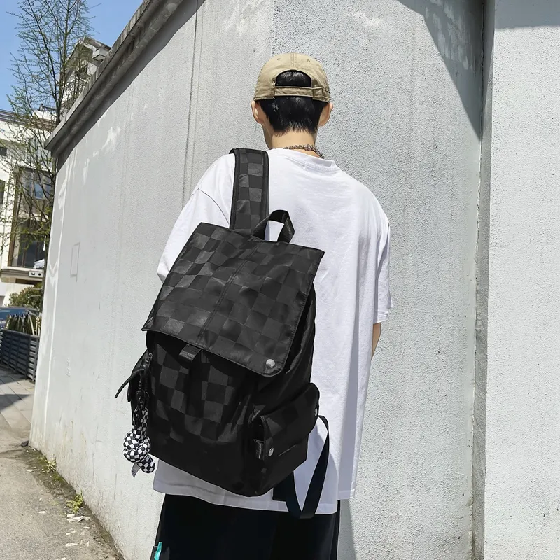 NIGEER Nylon Backpack Regular Unisex Black/White-5