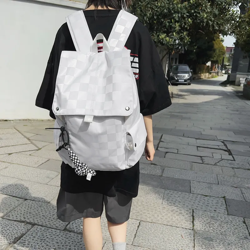 NIGEER Nylon Backpack Regular Unisex Black/White-12