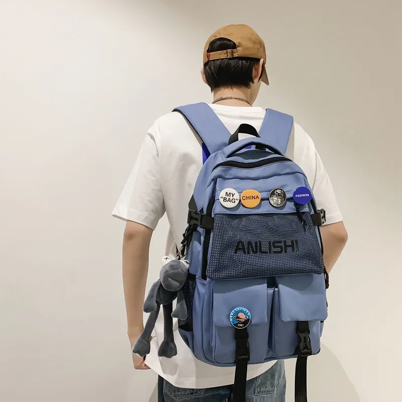 NIGEER Nylon Backpack Regular Unisex Black/White/Blue/Gray-14
