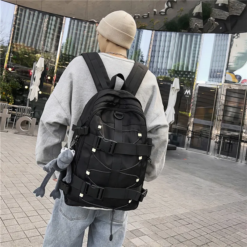 NIGEER Nylon Backpack Regular Unisex Black/Light Gray-3