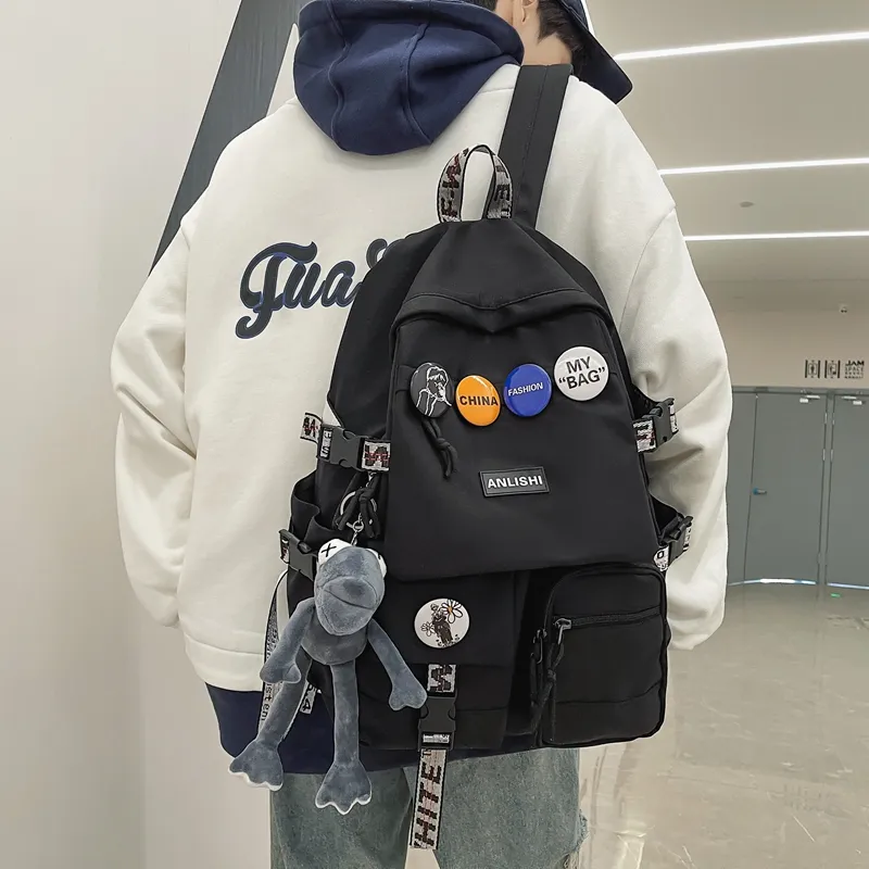 NIGEER Nylon Backpack Regular Unisex Black/Black & White/Gray/Blue-2