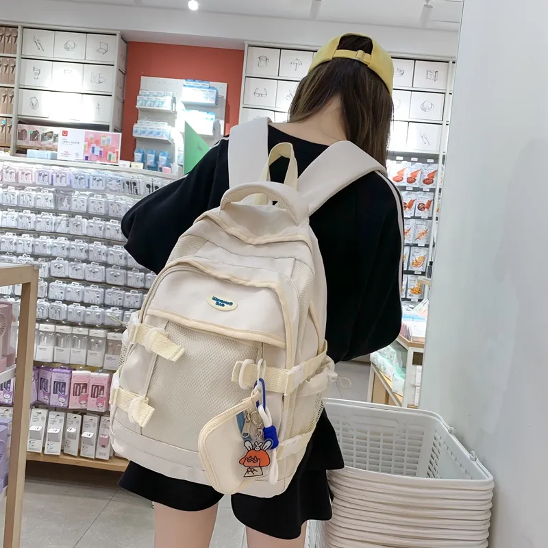 NIGEER Nylon Backpack Regular Women's Black/White/Yellow/Blue-12