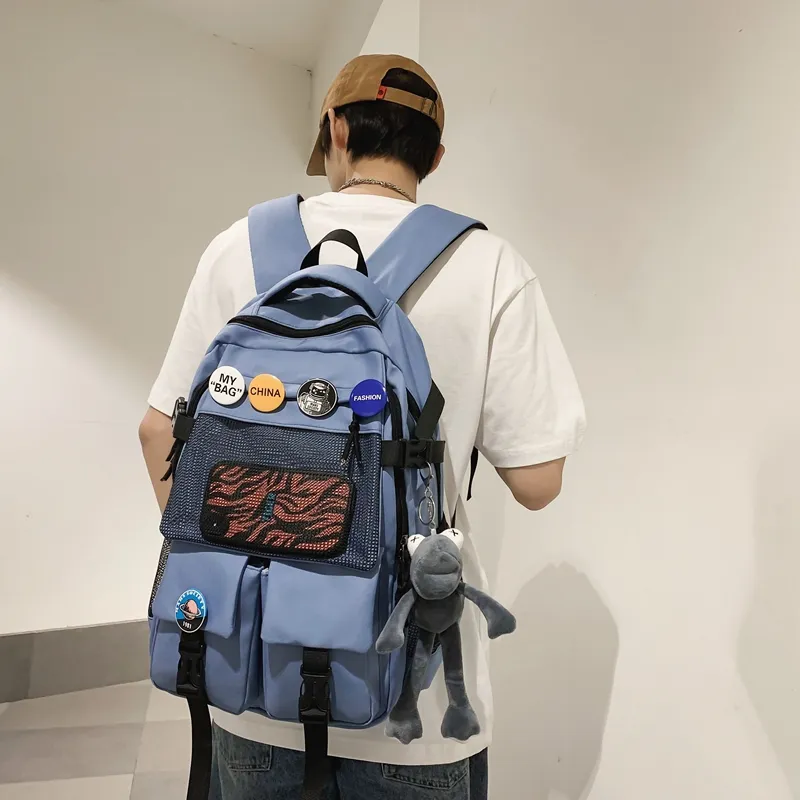 NIGEER Nylon Backpack Regular Unisex Black/White/Blue/Gray-15