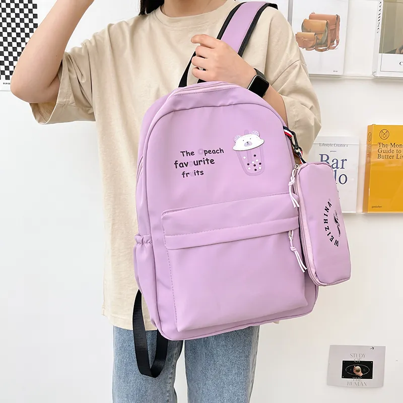 NIGEER Nylon Backpack Regular Women's Pink/Blue/Black/Pumpkin/Purple/Green-24