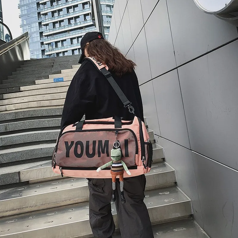 NIGEER Nylon Gym Bag Large Size Unisex Black/Red/Khaki/Pink/Dark Gray-10