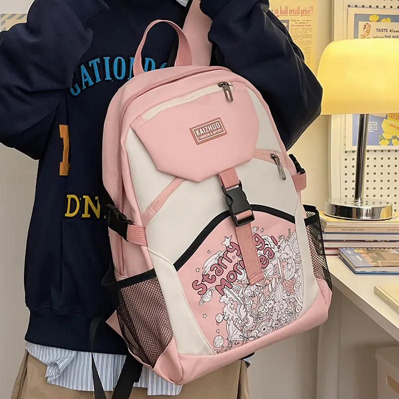 NIGEER Nylon Backpack Regular Women's Pink/Brown/Gray/Blue/Black-4