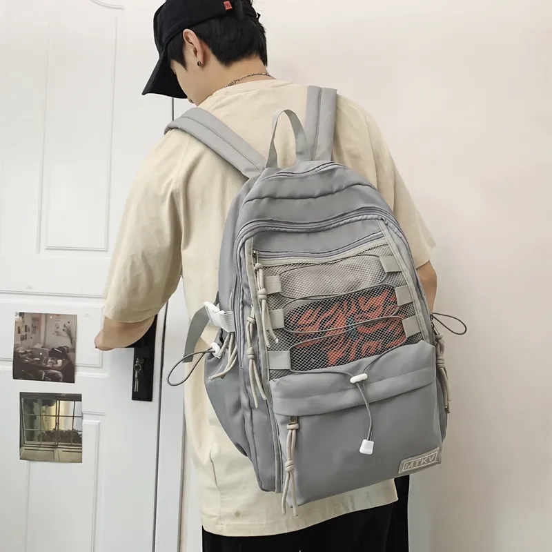 NIGEER Nylon Backpacks Backpack Regular Unisex Black/Purple/Gray/Brick Red-12