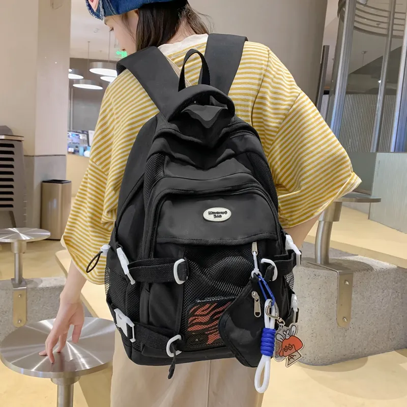 NIGEER Nylon Backpack Regular Women's Black/White/Yellow/Blue-5