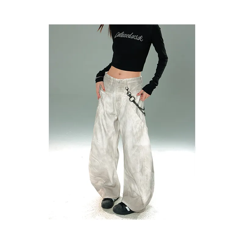 YIXIAOMO Jeans Unisex Dirty White-4