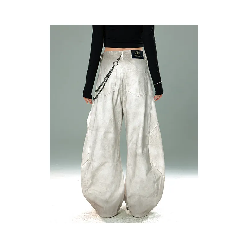 YIXIAOMO Jeans Unisex Dirty White-5