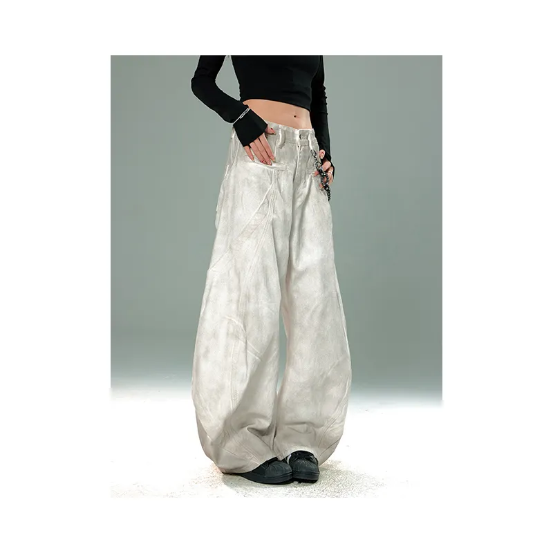 YIXIAOMO Jeans Unisex Dirty White-2