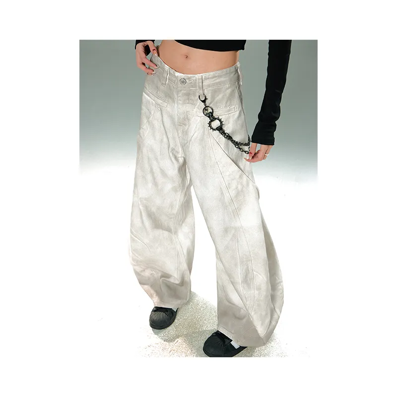 YIXIAOMO Jeans Unisex Dirty White-6