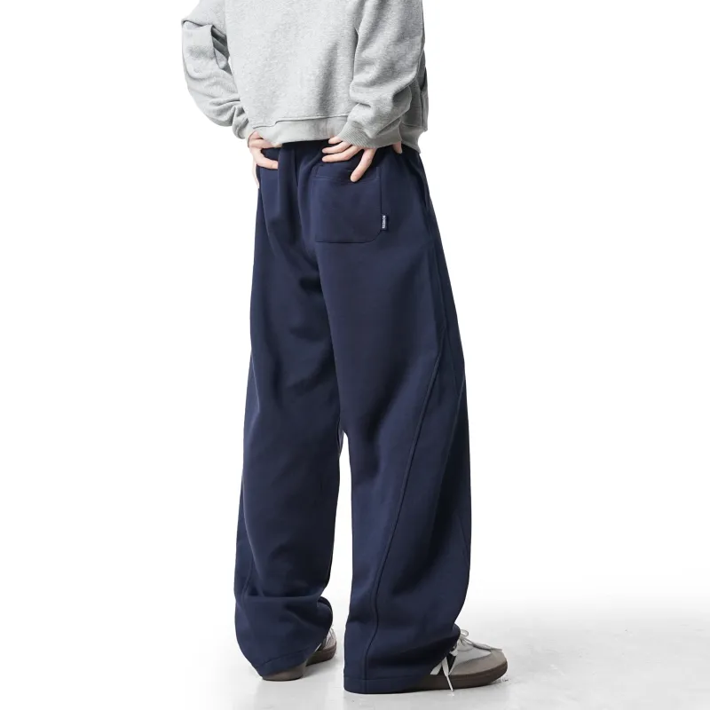 SIMPLE RIMLESS/SRME Knitted Sweatpants Unisex Navy Blue-2