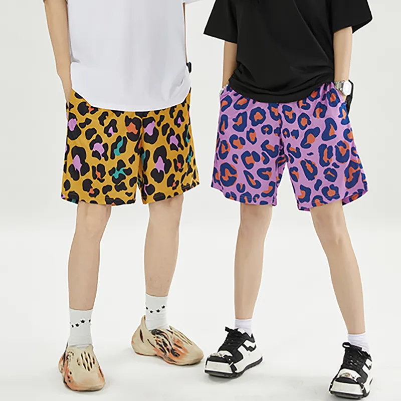SIMPLE RIMLESS/SRME x TRESPASS Sports Shorts Unisex Blue Leopard Print-4