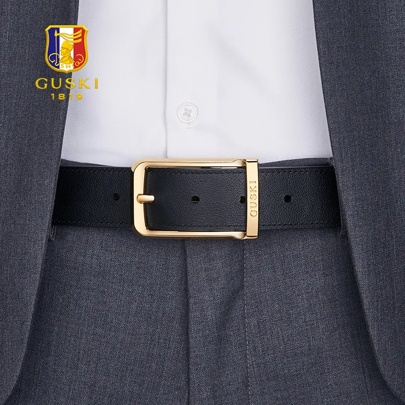 GUSKI Cow Leather Leather Belts Men's Width  3.5cm-14