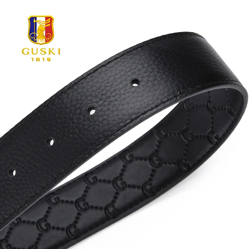 GUSKI Split Cow Leather Belts Men's Width  3.8cm-4