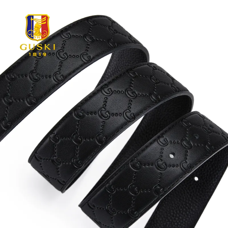 GUSKI Split Cow Leather Belts Men's Width  3.8cm-1