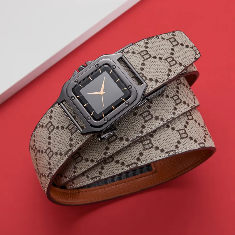 GUSKI Cow Leather Belt Husband-Like Style Monogram Belt. Men's Gunmetal Gold Silver Width: 3.5cm-4