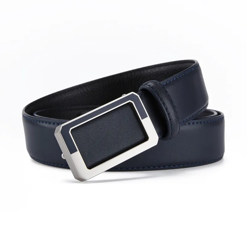 GUSKI Top Grain Cow Leather Smooth Buckle Belt, Elegance Pants Belt Men's Width 3.4cm Gift Box Set-14