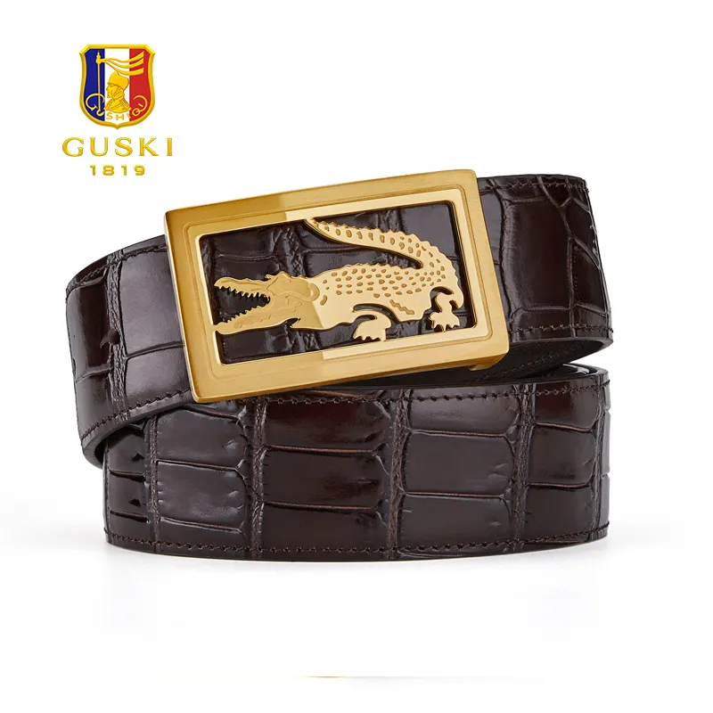 GUSKI Cow Leather Belts Men's Gold, Silver Width 3.5cm-5