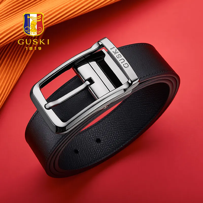GUSKI Cow Leather Leather Belts Men's Width  3.5cm-1