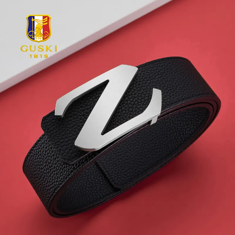 GUSKI Top Grain Cow Leather Belt Husband Elegance Belted Pants Men's Width 3.9cm Gift Box Set-6