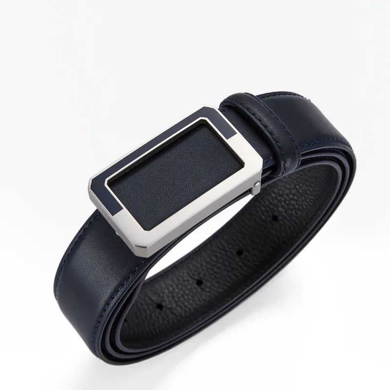 GUSKI Top Grain Cow Leather Smooth Buckle Belt, Elegance Pants Belt Men's Width 3.4cm Gift Box Set-16