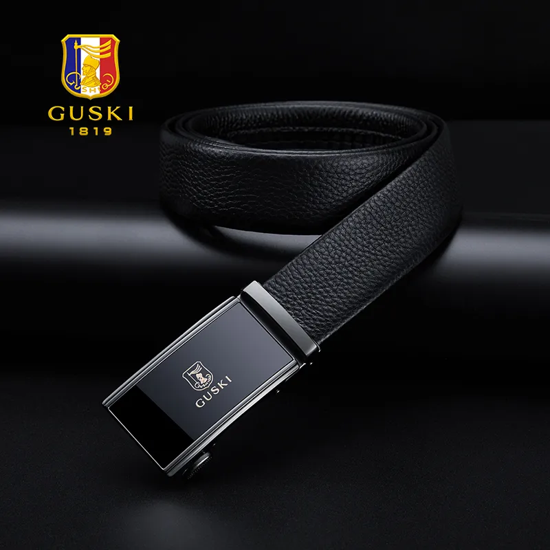 GUSKI Top Grain Cow Leather Belt Pants Belt Men's Multicolor Width  3.5cm Gift Box Sets-3
