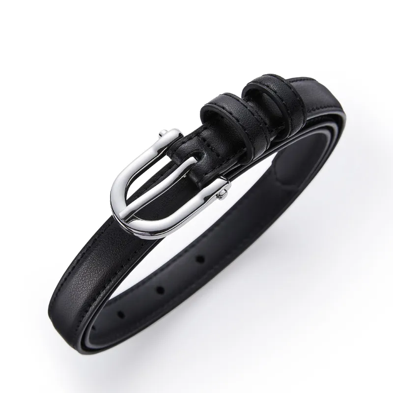 GUSKI Alloy Leather Belts Women's Silver Width 2.0cm-2