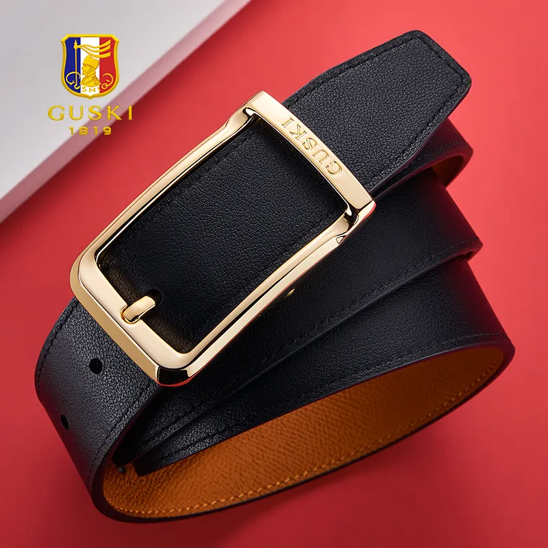GUSKI Cow Leather Leather Belts Men's Width  3.5cm-12