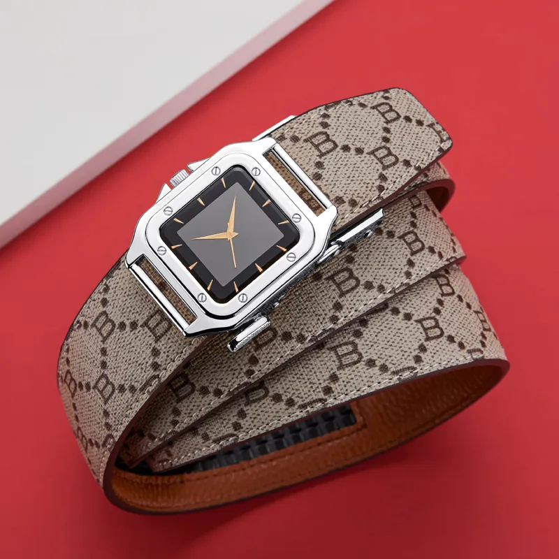 GUSKI Cow Leather Belt Husband-Like Style Monogram Belt. Men's Gunmetal Gold Silver Width: 3.5cm-14