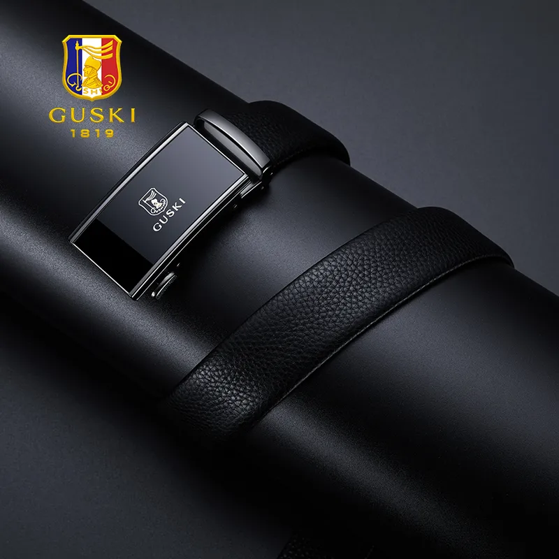 GUSKI Top Grain Cow Leather Belt Pants Belt Men's Multicolor Width  3.5cm Gift Box Sets-4