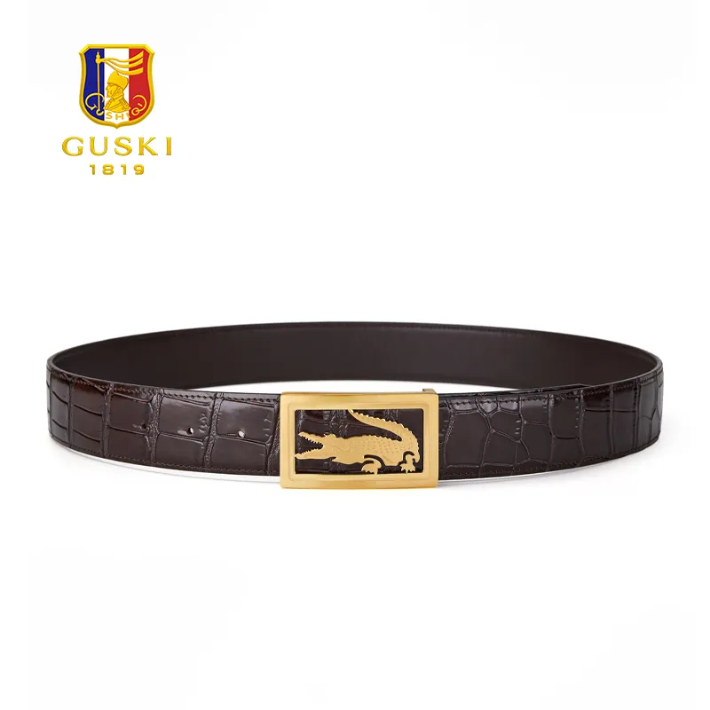 GUSKI Cow Leather Belts Men's Gold, Silver Width 3.5cm-6