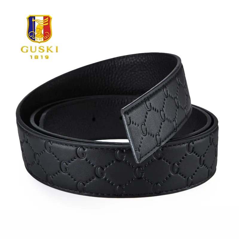 GUSKI Split Cow Leather Belts Men's Width  3.8cm-3