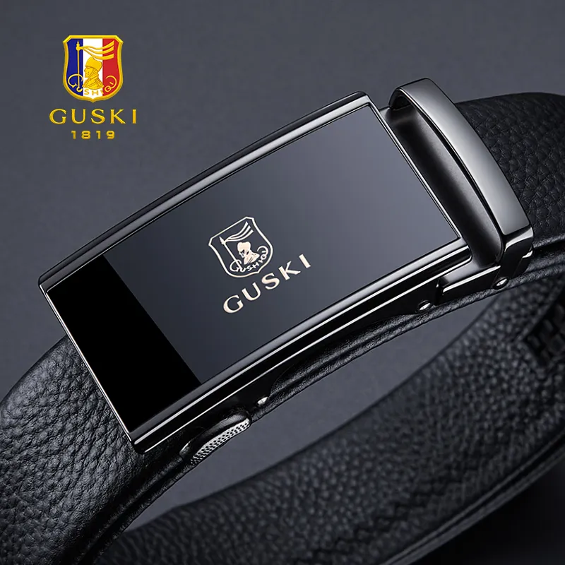GUSKI Top Grain Cow Leather Belt Pants Belt Men's Multicolor Width  3.5cm Gift Box Sets-6