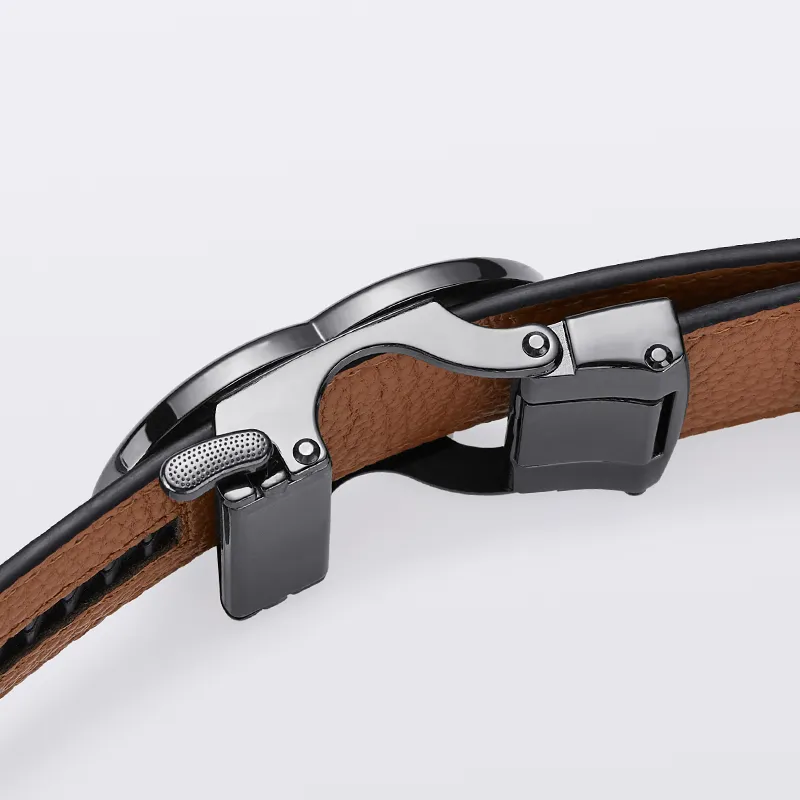 GUSKI Top Grain Cow Leather Trendy Belt, Waistband Men's Gunmetal Width 3.5cm Gift Box Set-17