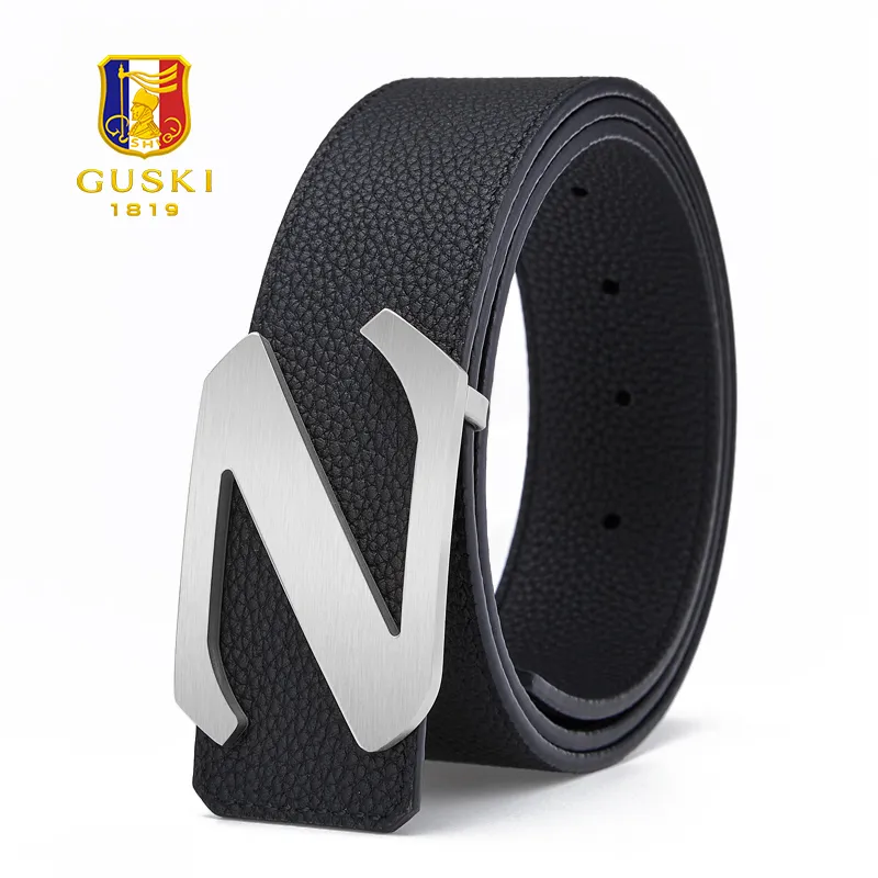 GUSKI Top Grain Cow Leather Belt Husband Elegance Belted Pants Men's Width 3.9cm Gift Box Set-7
