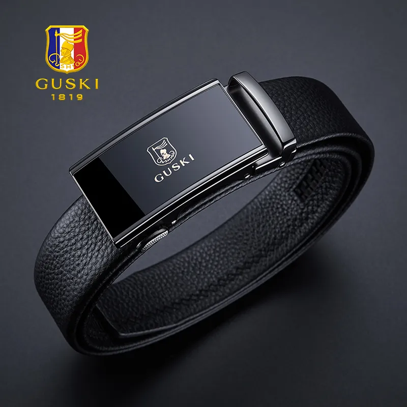 GUSKI Top Grain Cow Leather Belt Pants Belt Men's Multicolor Width  3.5cm Gift Box Sets-1