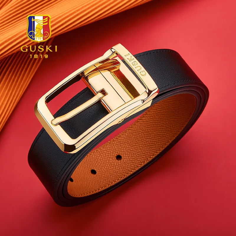 GUSKI Cow Leather Leather Belts Men's Width  3.5cm-11