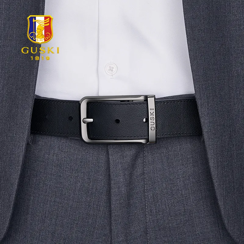 GUSKI Cow Leather Leather Belts Men's Width  3.5cm-7