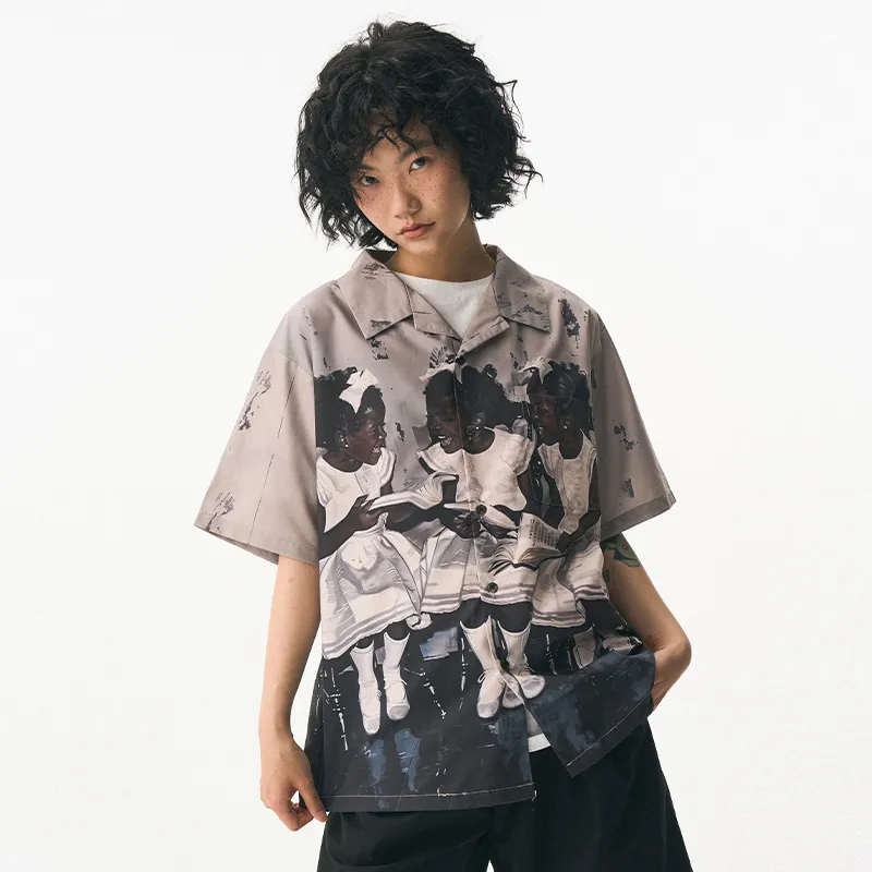 EMPTY REFERENCE x REVERSE IRONY Shirt Unisex Gray-4