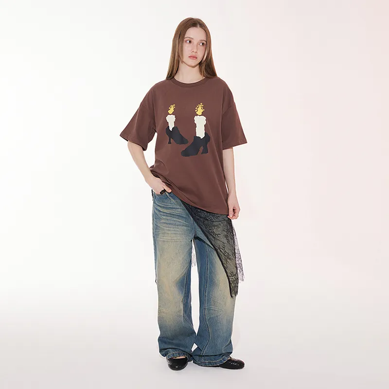 EMPTY REFERENCE Short Sleeved T Shirts Unisex Brown-5