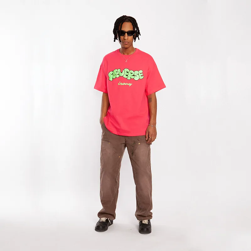 EMPTY REFERENCE x REVERSE IRONY T Shirt Unisex Rose Red-3