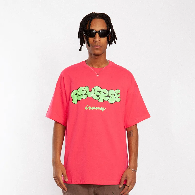 EMPTY REFERENCE x REVERSE IRONY T Shirt Unisex Rose Red-2