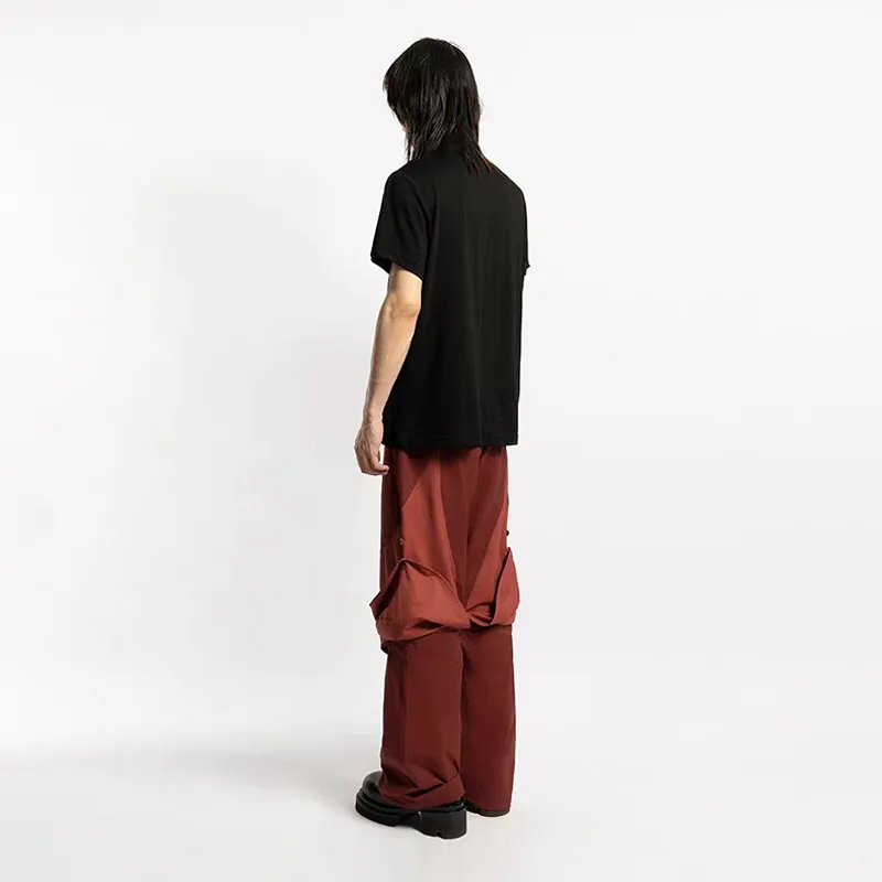 EMPTY REFERENCE x STUBBORN VISION Casual Pants Unisex Red-3