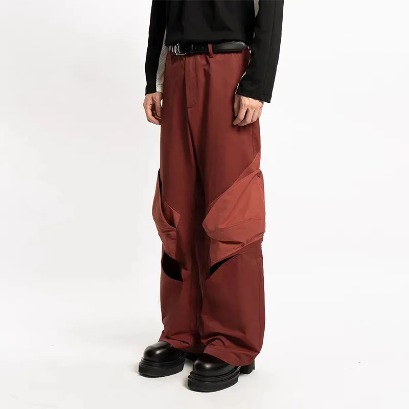 EMPTY REFERENCE x STUBBORN VISION Casual Pants Unisex Red-2